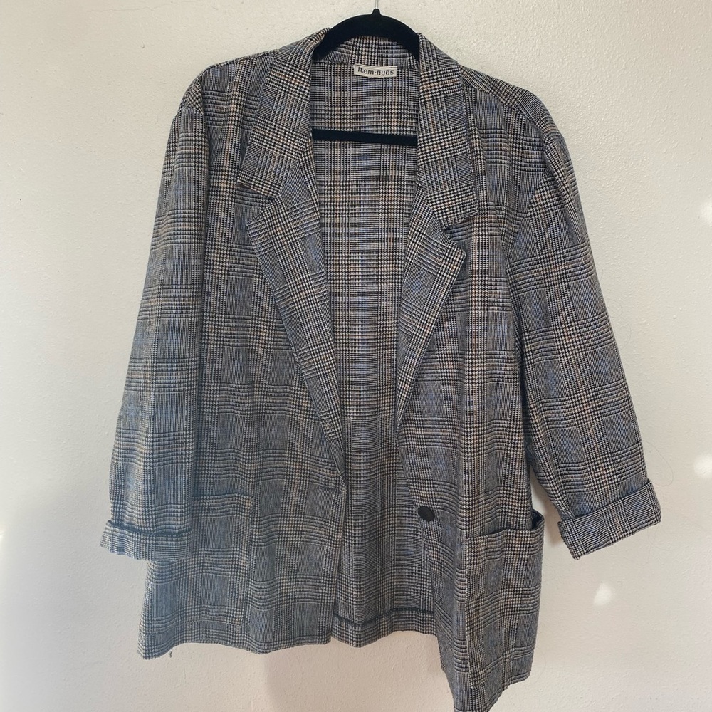 Blue and Black Plaid Blazer